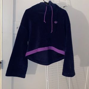 adidas originals cropped fleece sweatshirt in navy